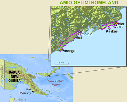 Map of Lesing in Papua New Guinea