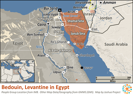 Map of Bedouin, Eastern Bedawi in Egypt
