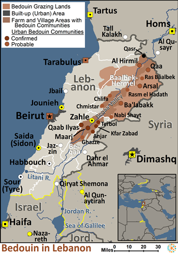 Map of Bedouin, Levantine in Lebanon