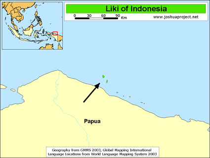 Map of Liki in Indonesia