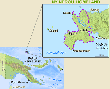 Map of Lindrou, Nyindrou in Papua New Guinea