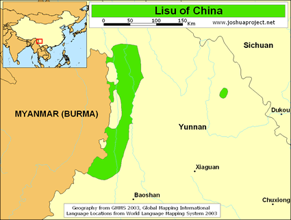 Map of Lisu in China