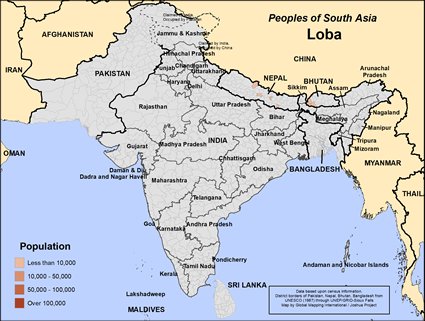 Map of Loba in Bhutan