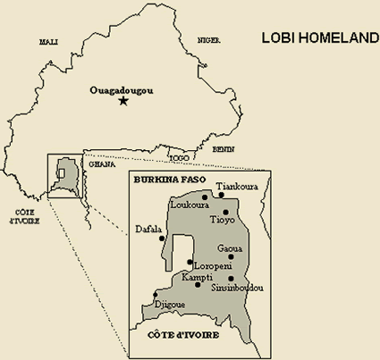 Map of Lobi in Côte d'Ivoire