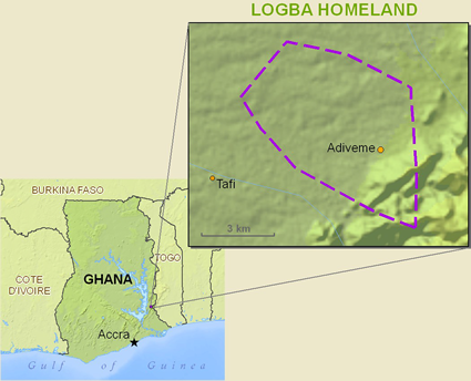 Map of Logba in Ghana