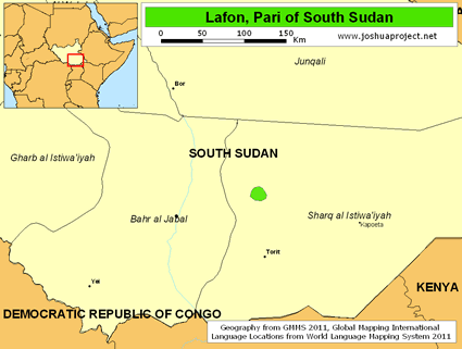 Map of Pari in South Sudan