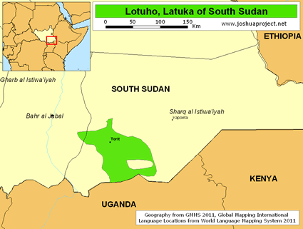 Map of Lotuho, Latuka in South Sudan