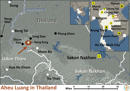 Map of Aheu Luang in Thailand