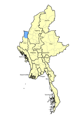 Map of Mizo in Myanmar (Burma)