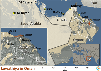 Map of Luwathiya in Oman