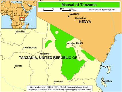 Map of Maasai in Tanzania