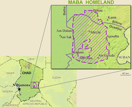 Map of Maba, Borgu in Sudan