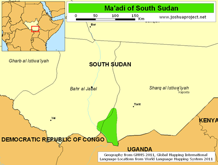 Map of Ma'adi in South Sudan