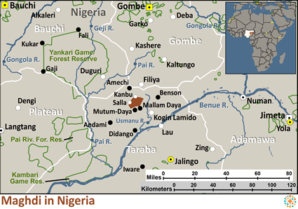 Map of Magdhi, Widala in Nigeria