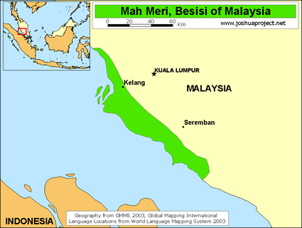 Map of Mah Meri, Besisi in Malaysia