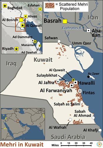 Map of Mahra in Kuwait