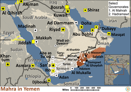 Map of Mahra in Yemen