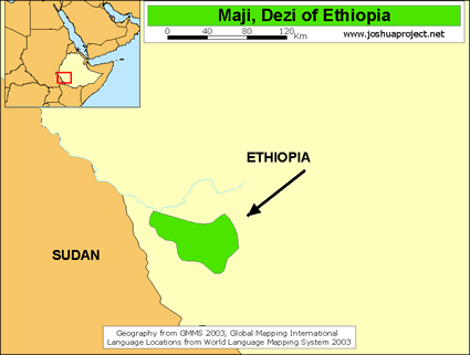 Map of Dizi in Ethiopia