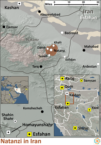 Map of Natanzi in Iran