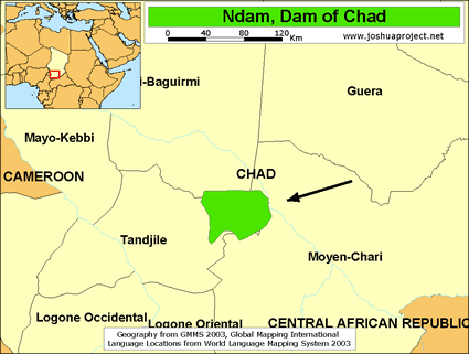 Map of Ndam, Dam in Chad