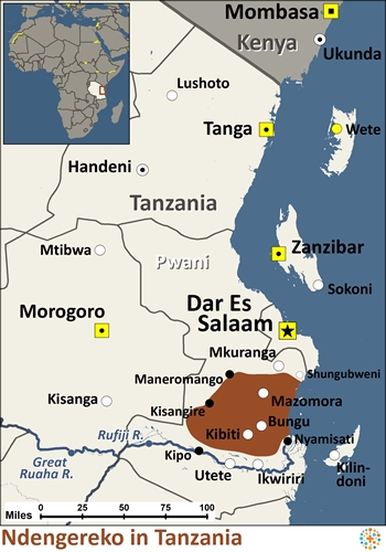 Map of Ndengereko in Tanzania