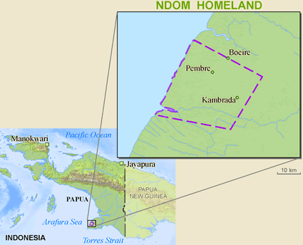 Map of Ndom in Indonesia