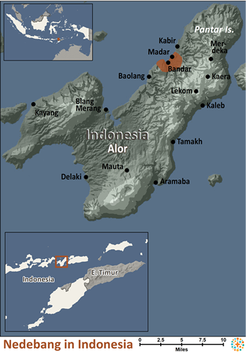 Map of Nedebang in Indonesia