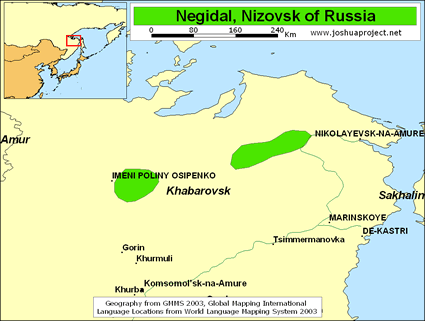 Map of Negidal, Nizovsk in Russia