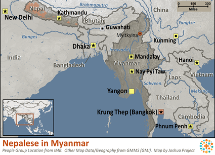 Map of Nepali, general in Myanmar (Burma)