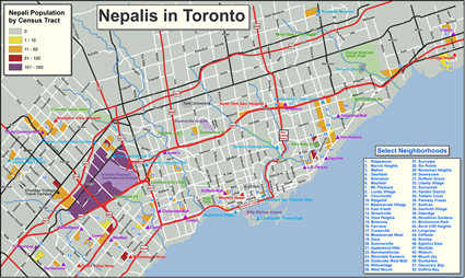 Map of Nepali, general in Canada