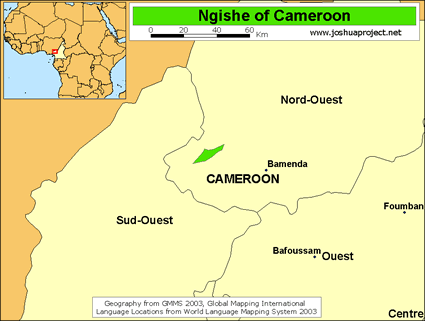 Map of Ngishe in Cameroon