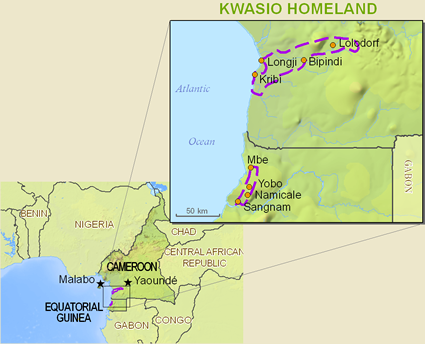 Map of Ngumba, Mvumbo in Cameroon