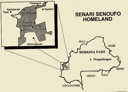 Map of Senoufo, Niangolo in Burkina Faso