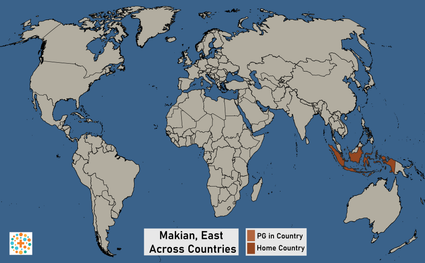 Map of Makian, East in Indonesia