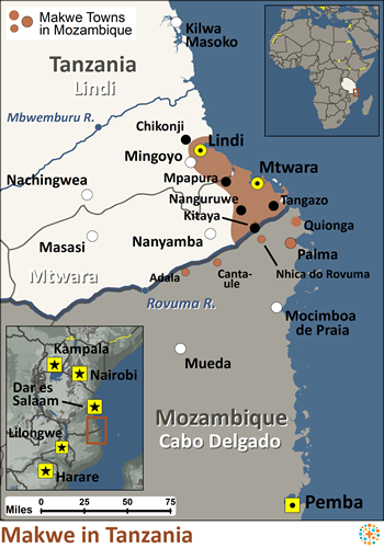 Map of Makwe in Tanzania