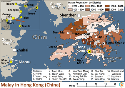 Map of Malay in China, Hong Kong