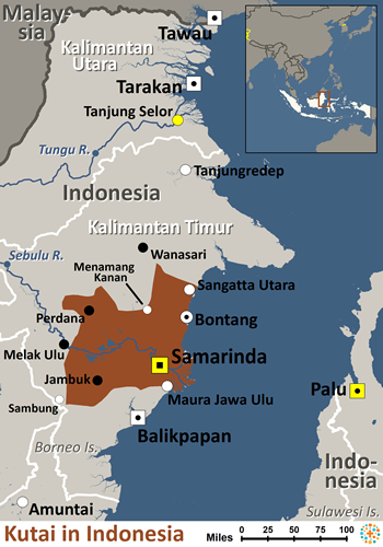 Map of Kutai in Indonesia