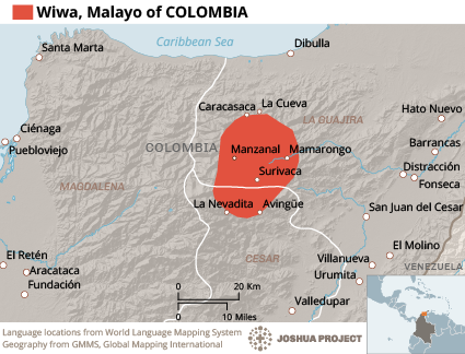 Map of Wiwa in Colombia