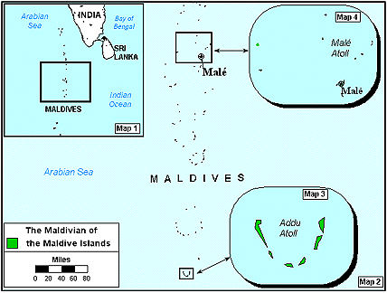Map of Maldivian, Divehi in Maldives