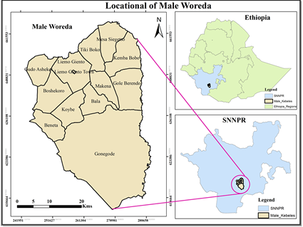 Map of Male in Ethiopia