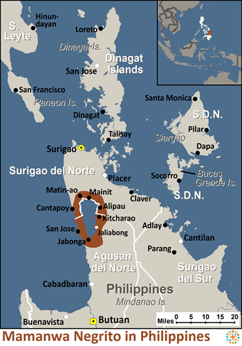 Map of Negrito, Mamanwa in Philippines