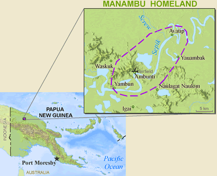 Map of Manambu in Papua New Guinea