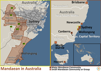 Map of Mandaean in Australia