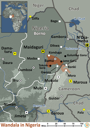 Map of Mandara, Wandala in Nigeria
