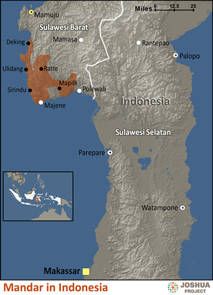 Map of Mandar in Indonesia