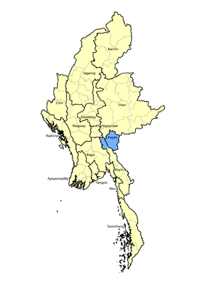 Map of Kawyaw in Myanmar (Burma)