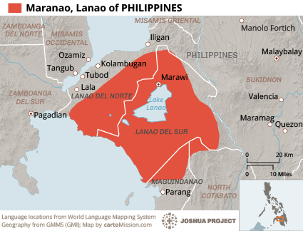 Map of Maranao, Lanao in Philippines