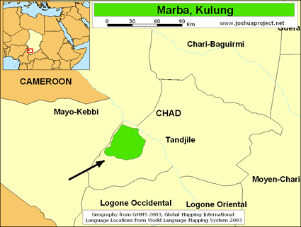 Map of Marba, Kulung in Chad