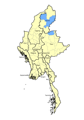 Map of Lhaovo in Myanmar (Burma)