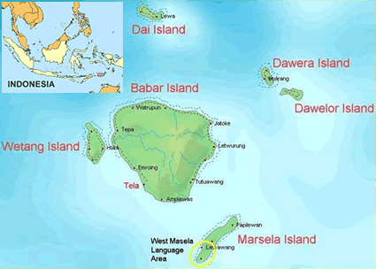 Map of Masela, West in Indonesia